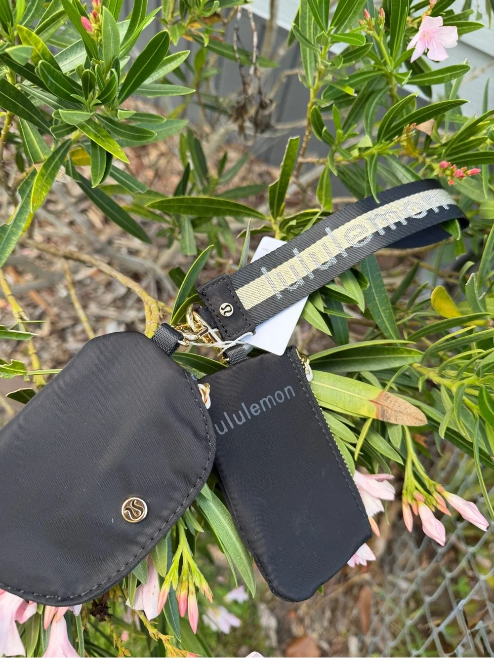 LULULEMON Black Dual Pouch Wristlet Keychain Unisex